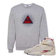 Mi Casa Es Su Casa 8s Crewneck Sweatshirt | All Seeing Eye, Ash