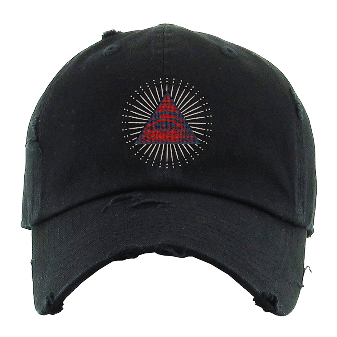 Mi Casa Es Su Casa 8s Distressed Dad Hat | All Seeing Eye, Black
