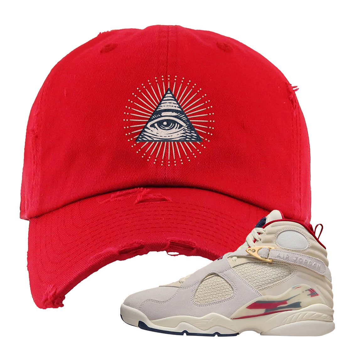 Mi Casa Es Su Casa 8s Distressed Dad Hat | All Seeing Eye, Red