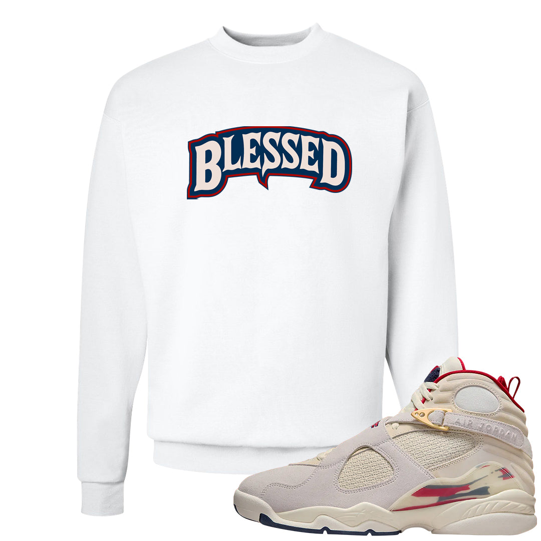 Mi Casa Es Su Casa 8s Crewneck Sweatshirt | Blessed Arch, White