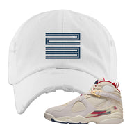 Mi Casa Es Su Casa 8s Distressed Dad Hat | Double Line 23, White