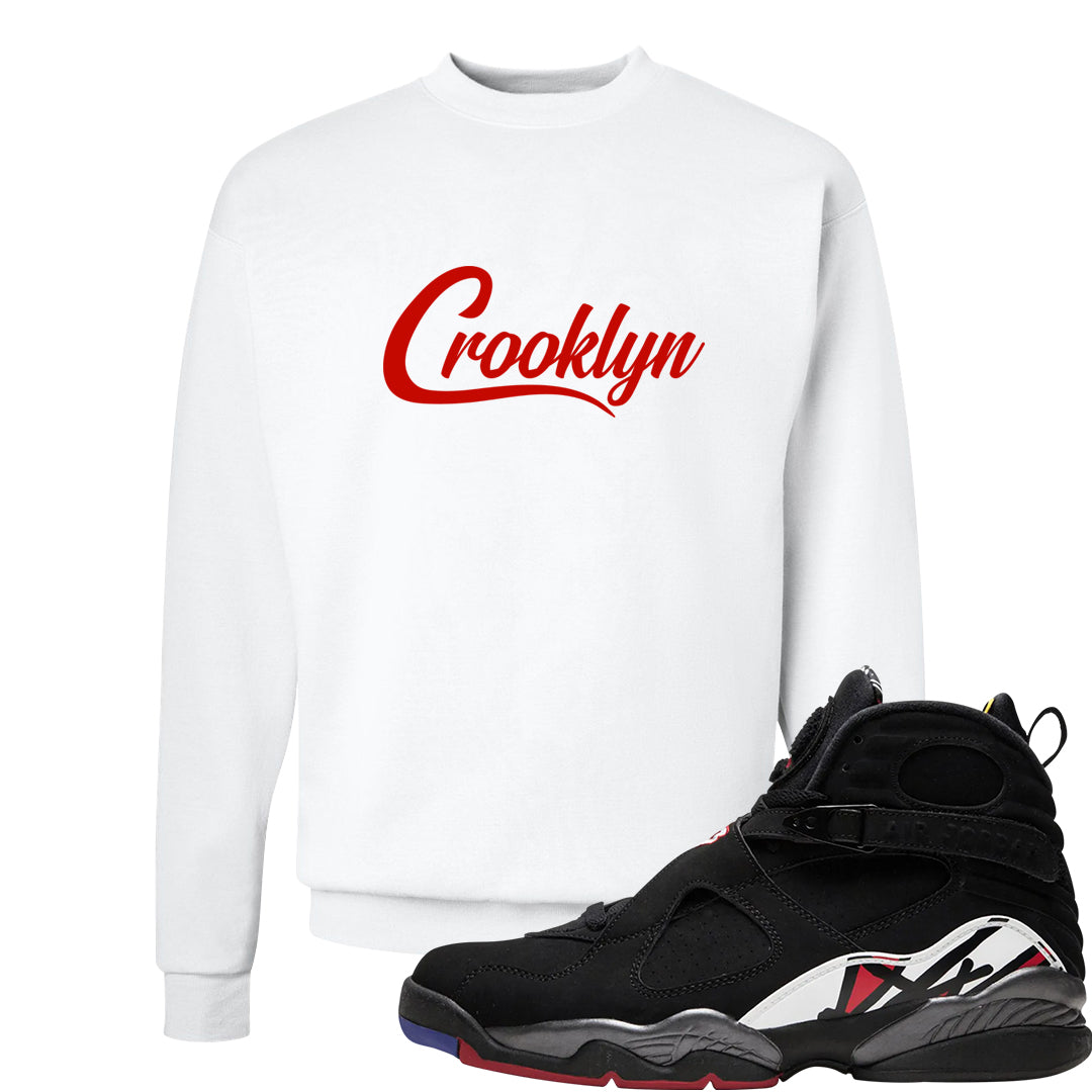 Playoffs 8s Crewneck Sweatshirt | Crooklyn, White