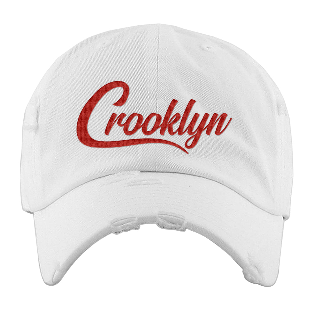 Playoffs 8s Distressed Dad Hat | Crooklyn, White
