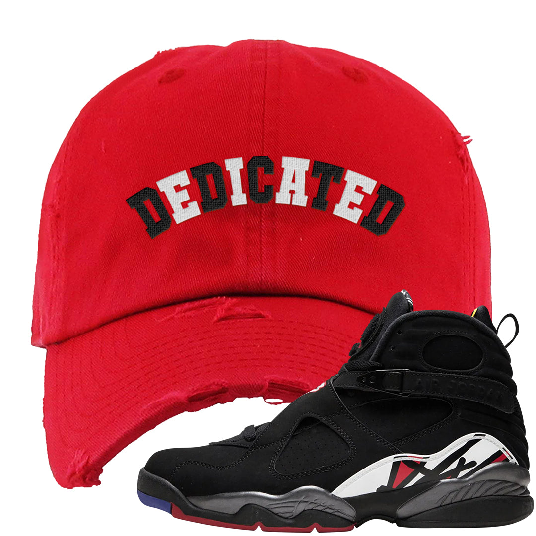 Playoffs 8s Distressed Dad Hat | Dedicated, Red