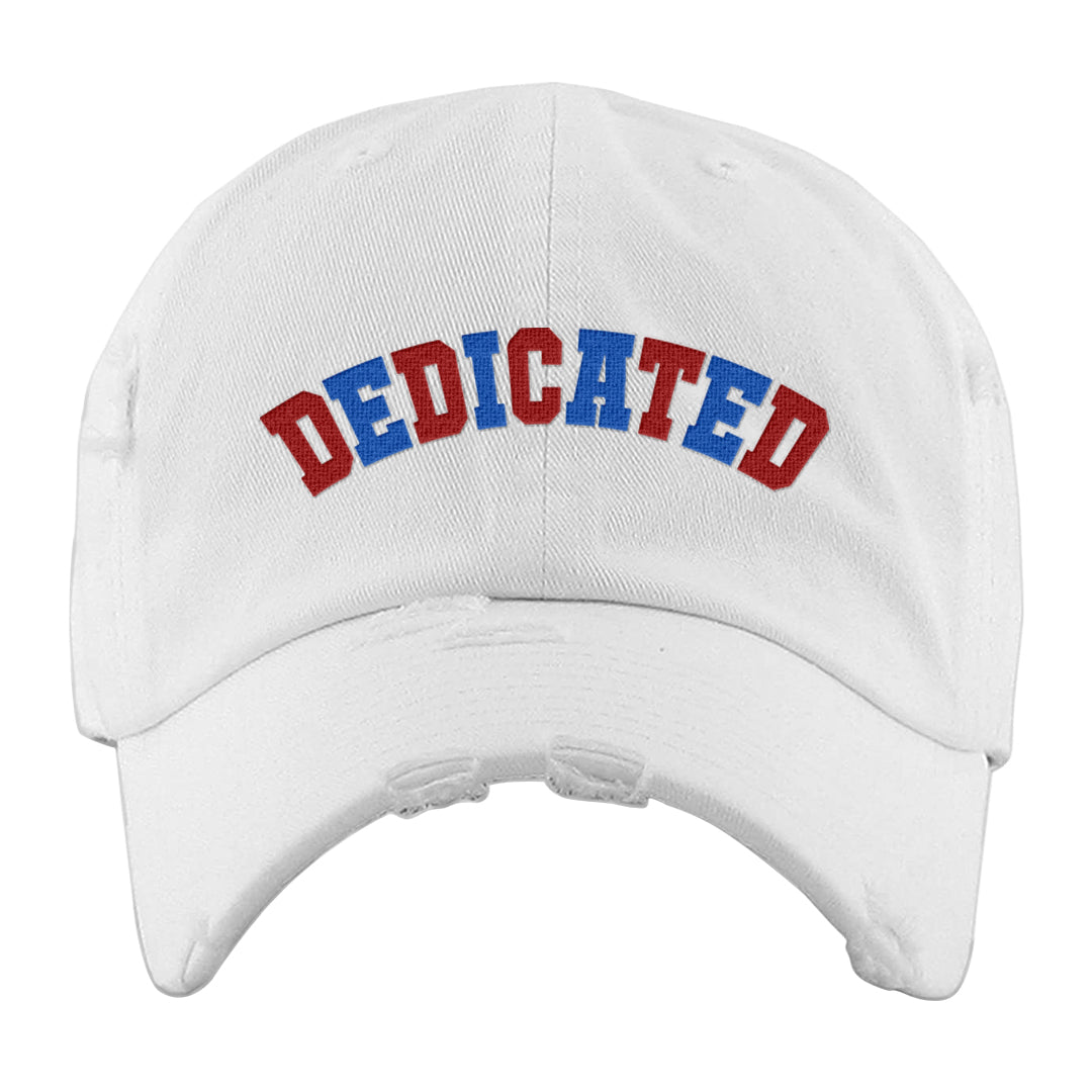 Playoffs 8s Distressed Dad Hat | Dedicated, White