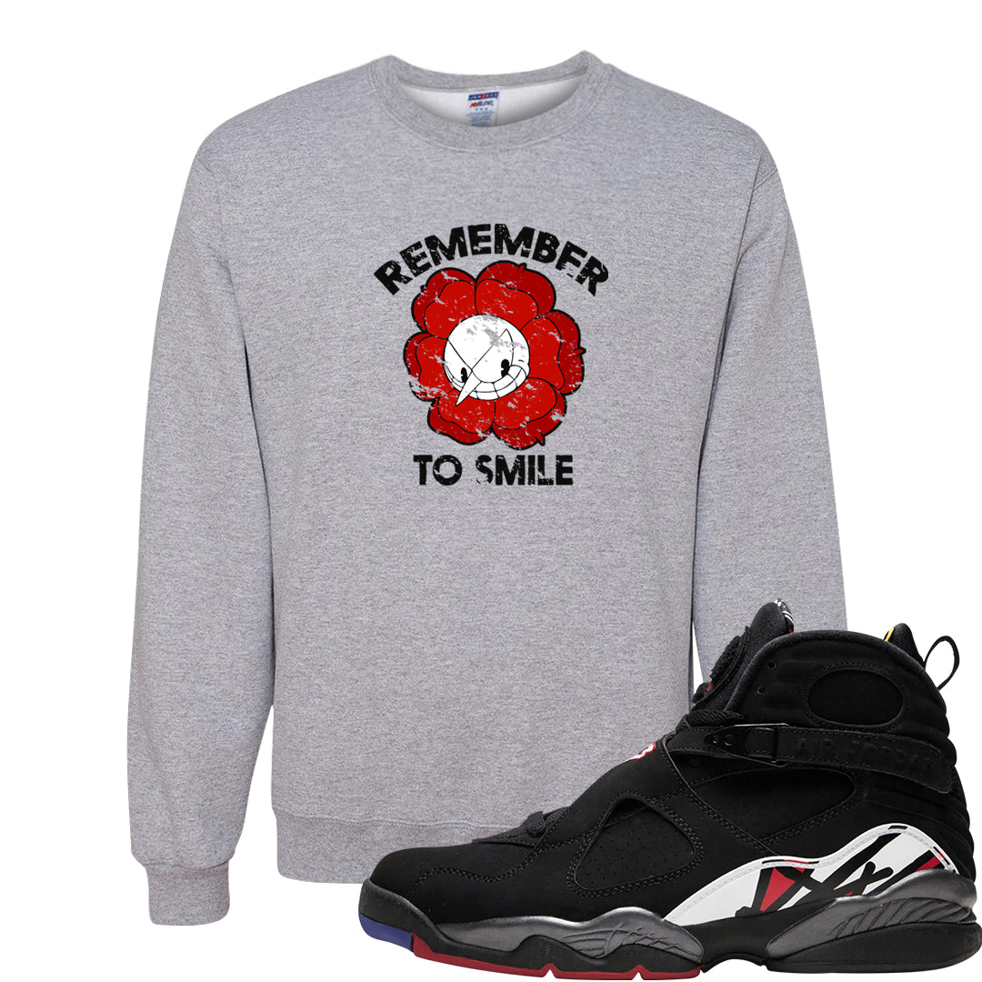 Playoffs 8s Crewneck Sweatshirt | Remember To Smile, Ash