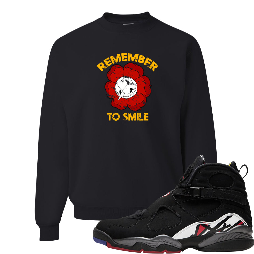 Playoffs 8s Crewneck Sweatshirt | Remember To Smile, Black