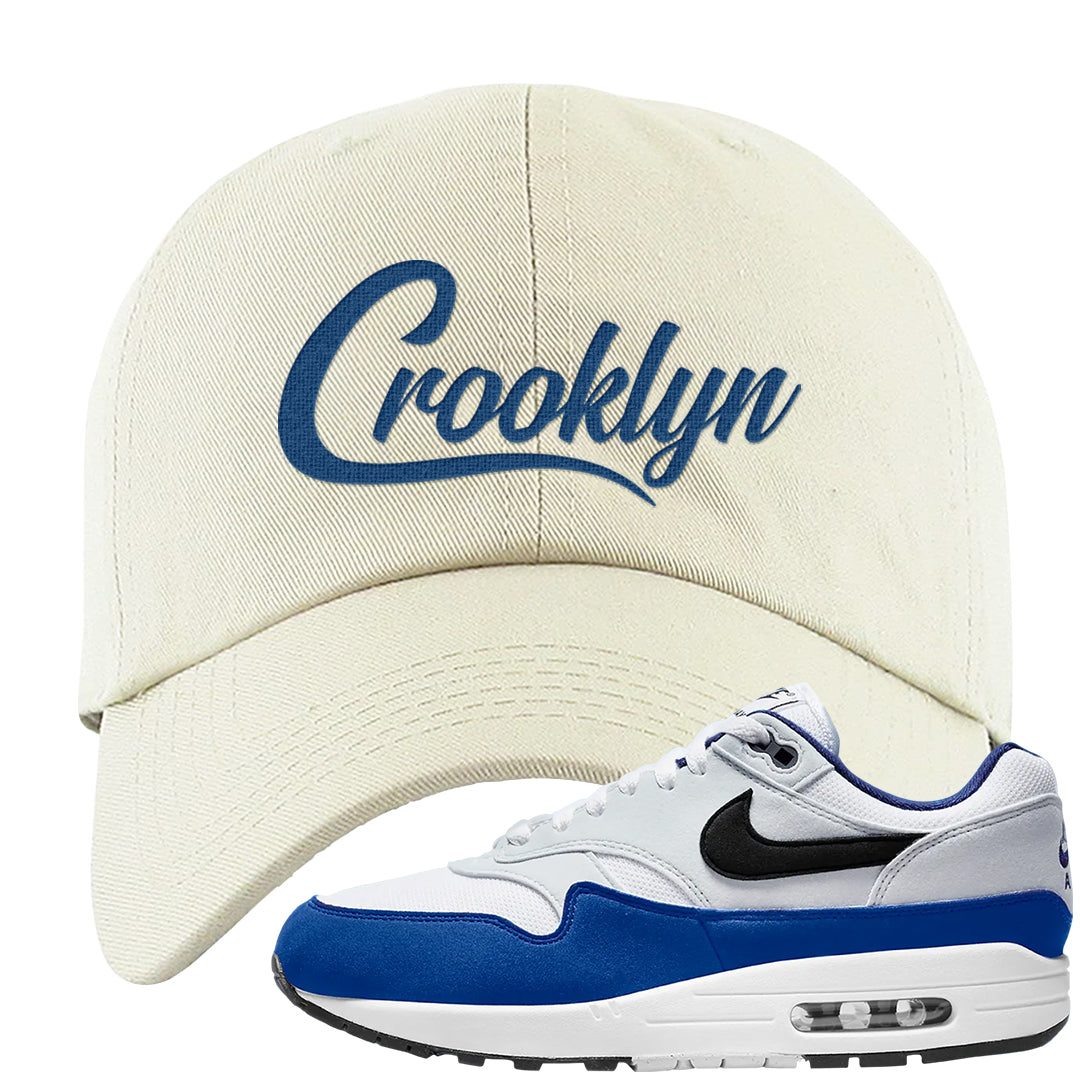 Blue Floods 1s Dad Hat | Crooklyn, White