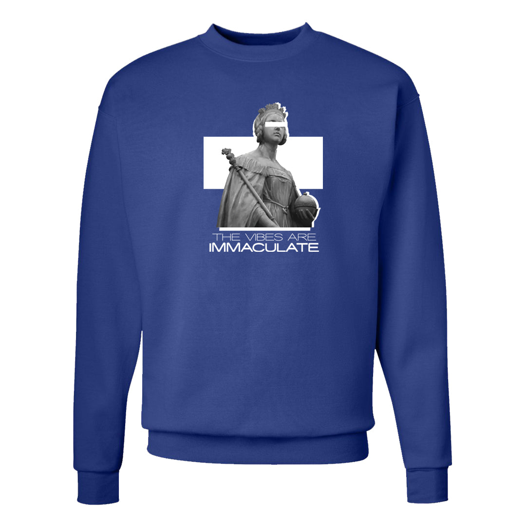 Blue Floods 1s Crewneck Sweatshirt | The Vibes Are Immaculate, Deep Royal