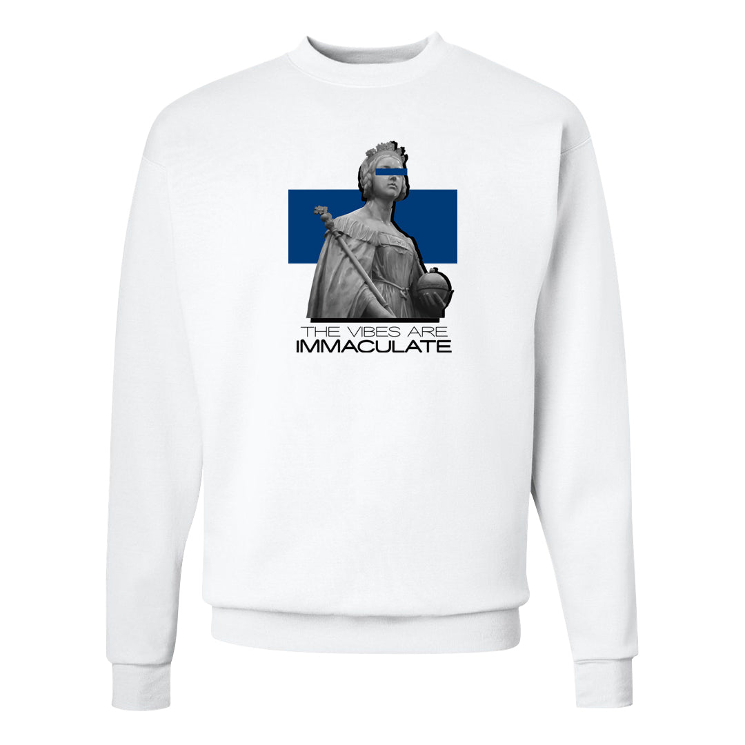 Blue Floods 1s Crewneck Sweatshirt | The Vibes Are Immaculate, White