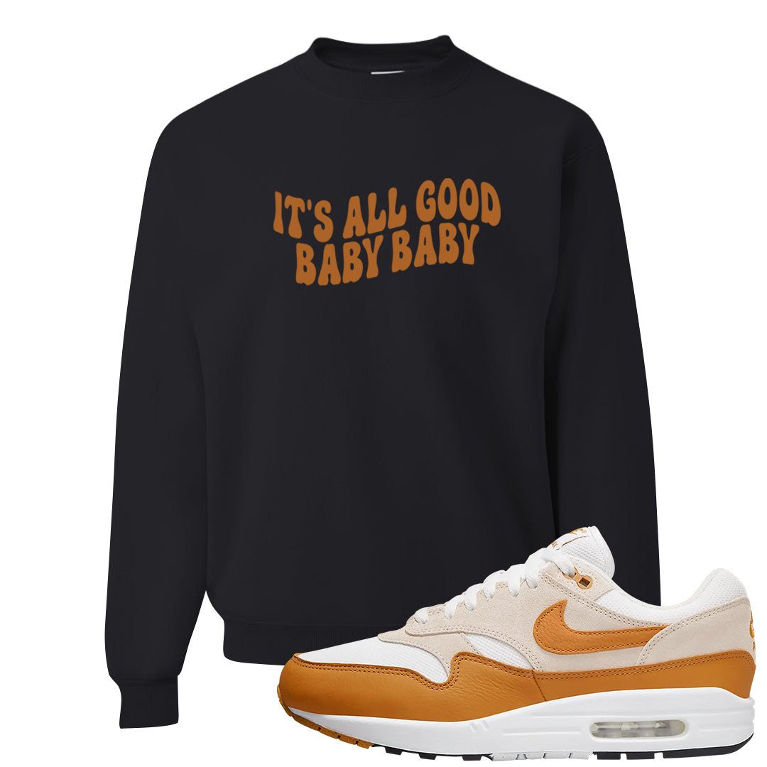 Bronze 1s Crewneck Sweatshirt | All Good Baby, Black