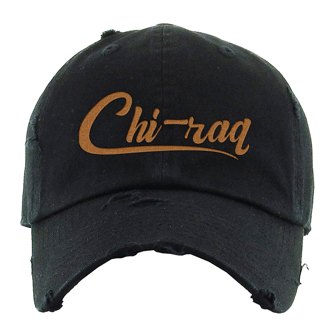 Bronze 1s Distressed Dad Hat | Chiraq, Black