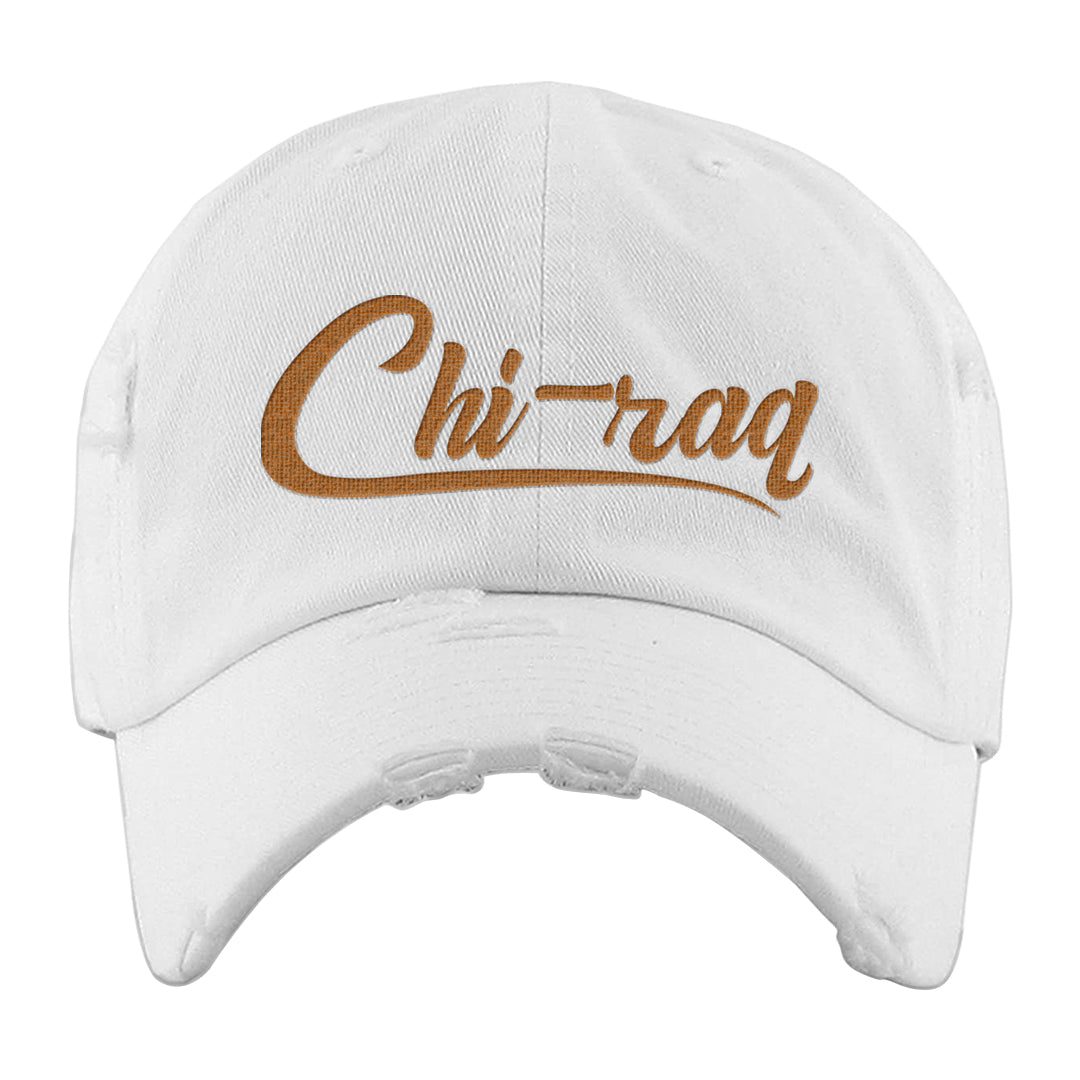 Bronze 1s Distressed Dad Hat | Chiraq, White