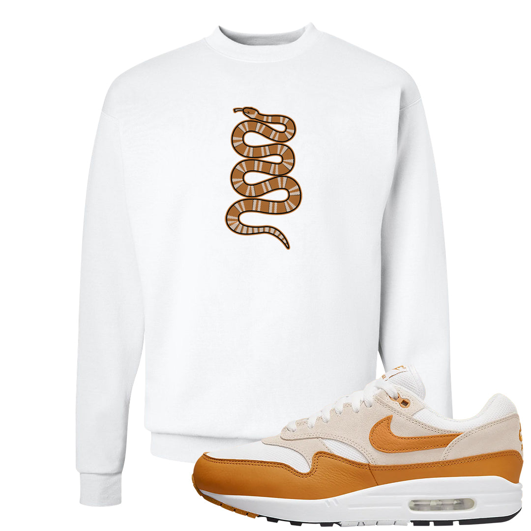 Bronze 1s Crewneck Sweatshirt | Coiled Snake, White