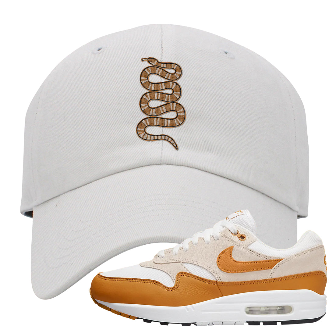 Bronze 1s Dad Hat | Coiled Snake, White