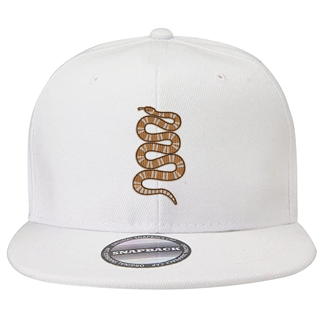Bronze 1s Snapback Hat | Coiled Snake, White