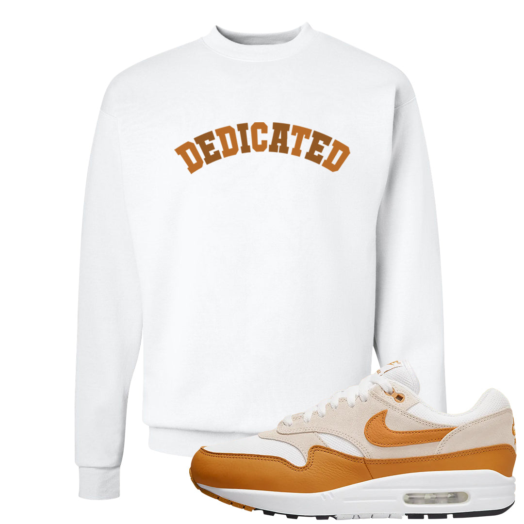 Bronze 1s Crewneck Sweatshirt | Dedicated, White