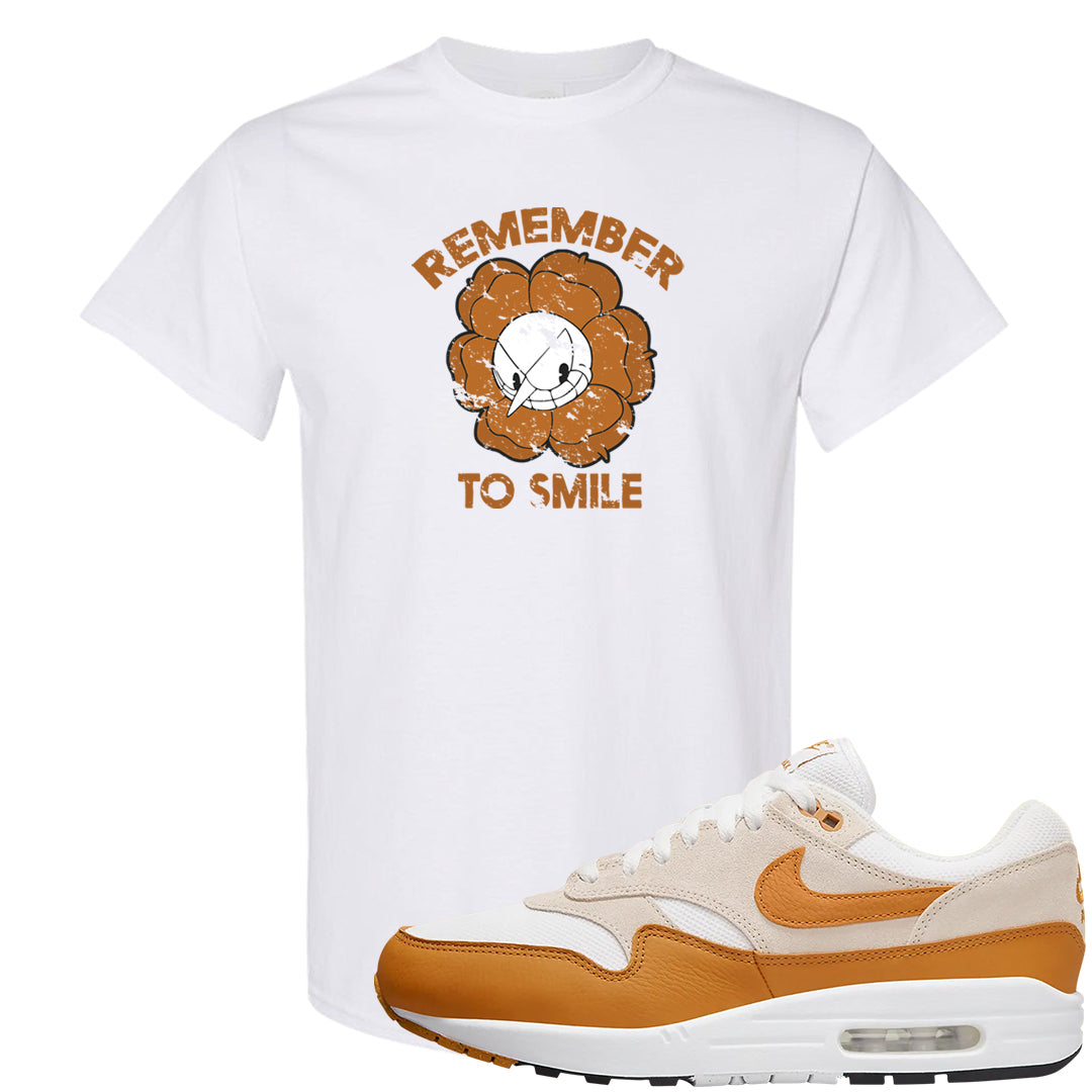 Bronze 1s T Shirt | Remember To Smile, White