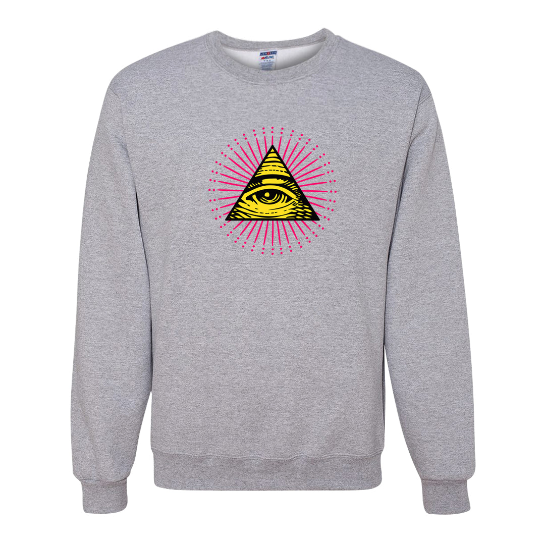 Familia Hyper Pink 1s Crewneck Sweatshirt | All Seeing Eye, Ash