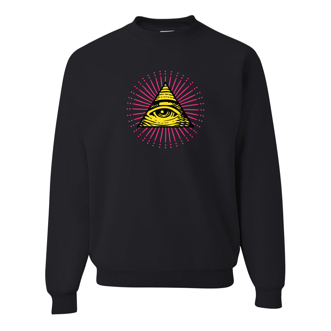 Familia Hyper Pink 1s Crewneck Sweatshirt | All Seeing Eye, Black