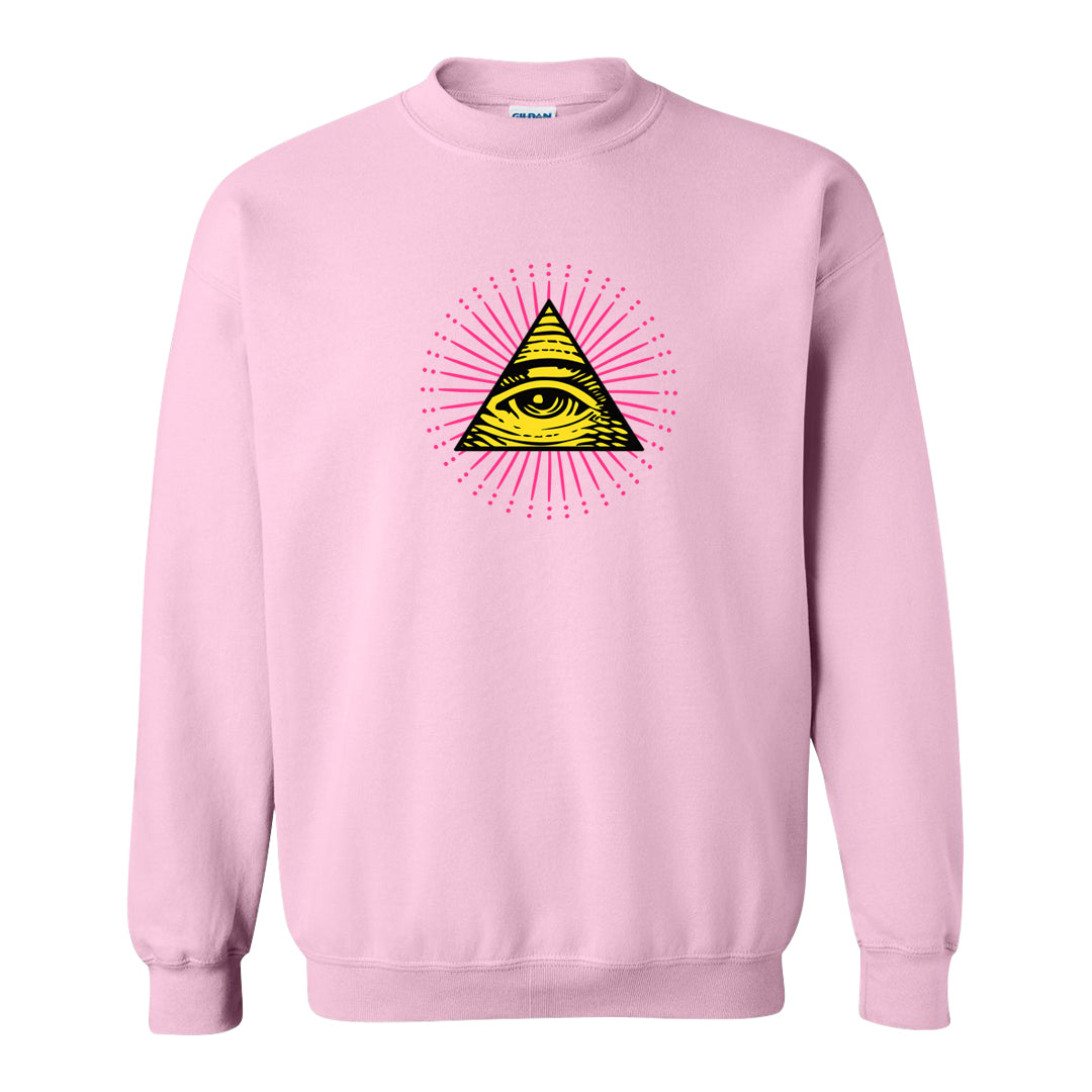 Familia Hyper Pink 1s Crewneck Sweatshirt | All Seeing Eye, Light Pink