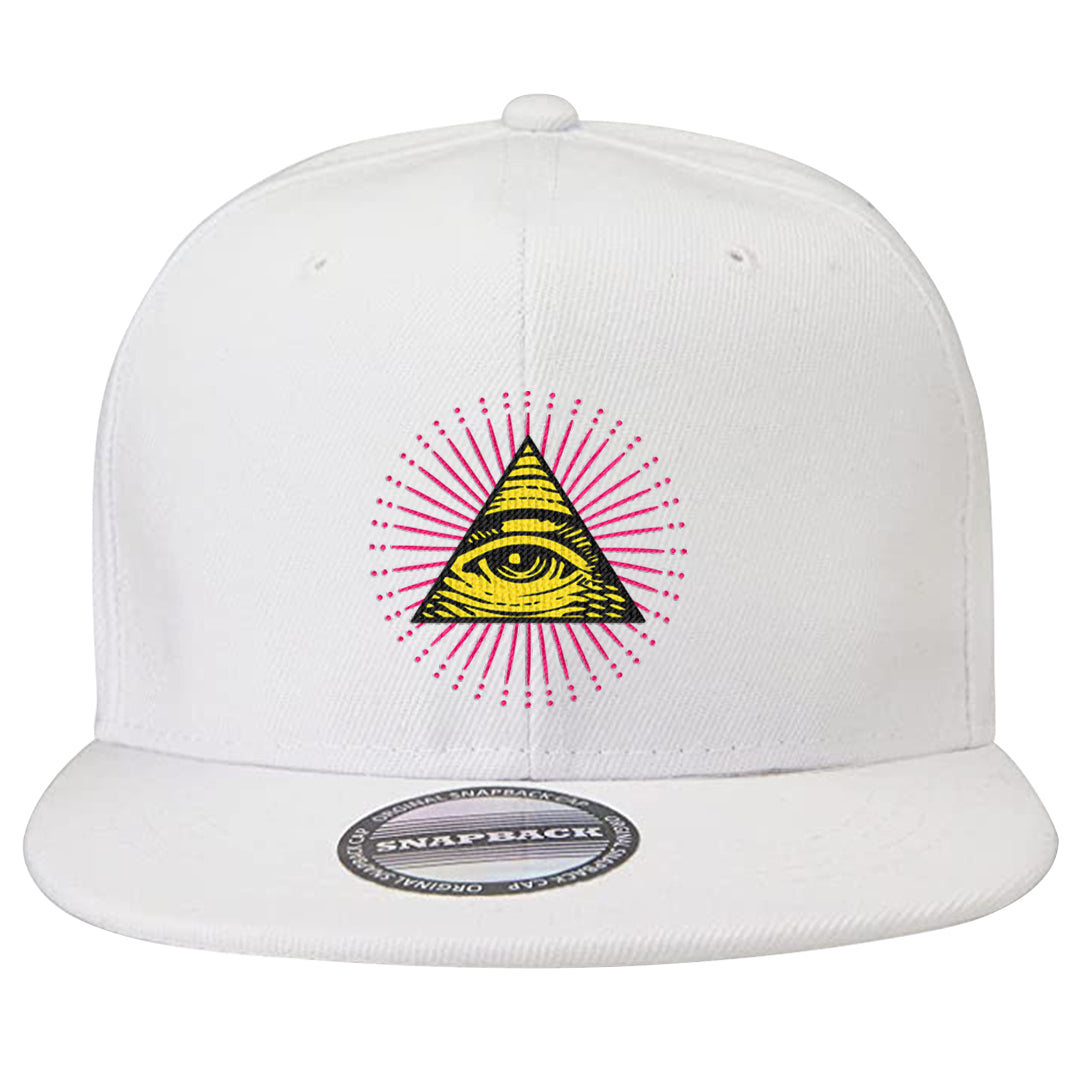 Familia Hyper Pink 1s Snapback Hat | All Seeing Eye, White
