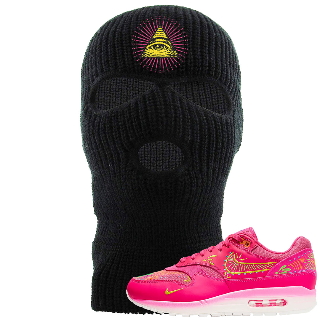 Familia Hyper Pink 1s Ski Mask | All Seeing Eye, Black