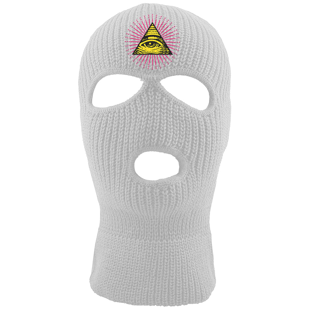 Familia Hyper Pink 1s Ski Mask | All Seeing Eye, White