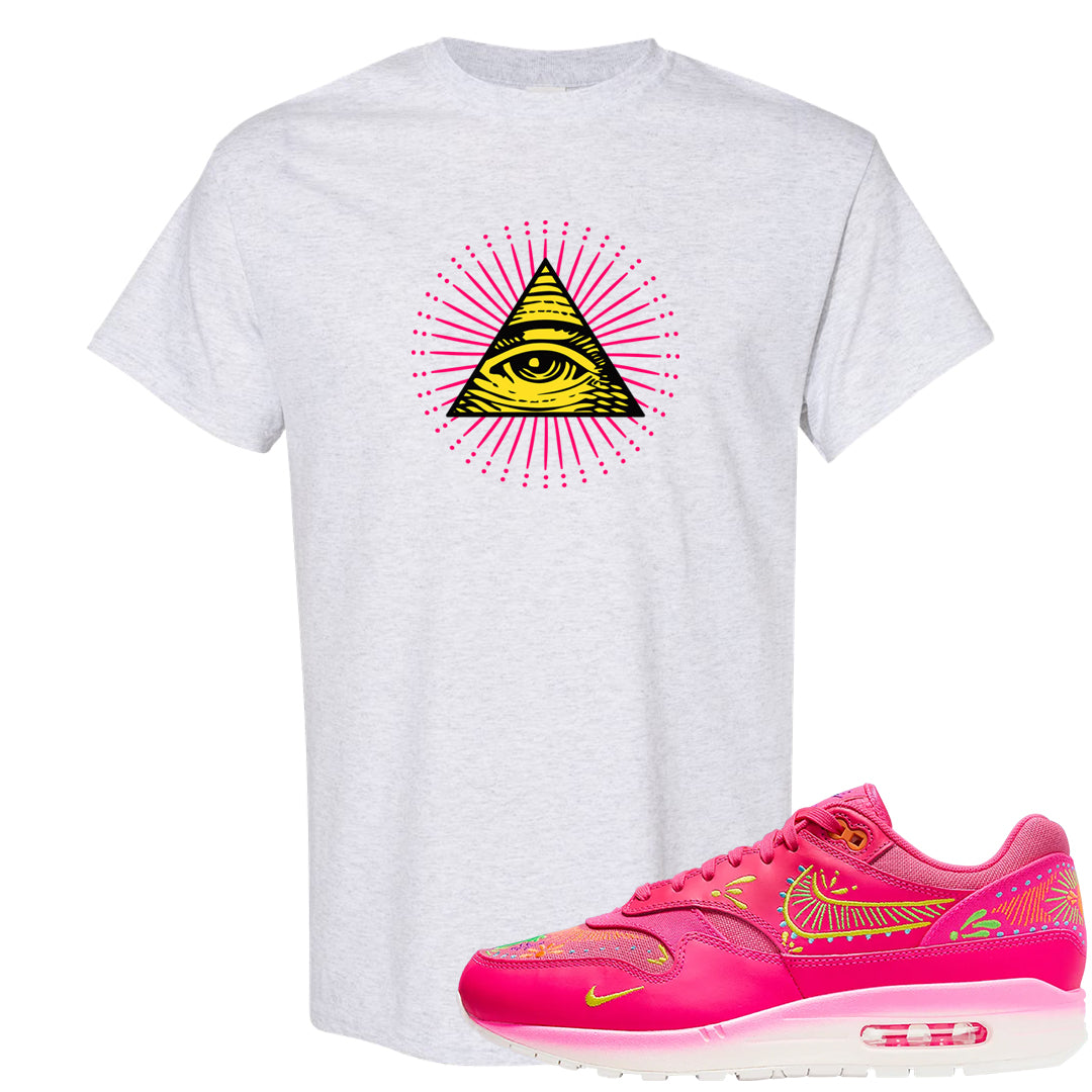 Familia Hyper Pink 1s T Shirt | All Seeing Eye, Ash