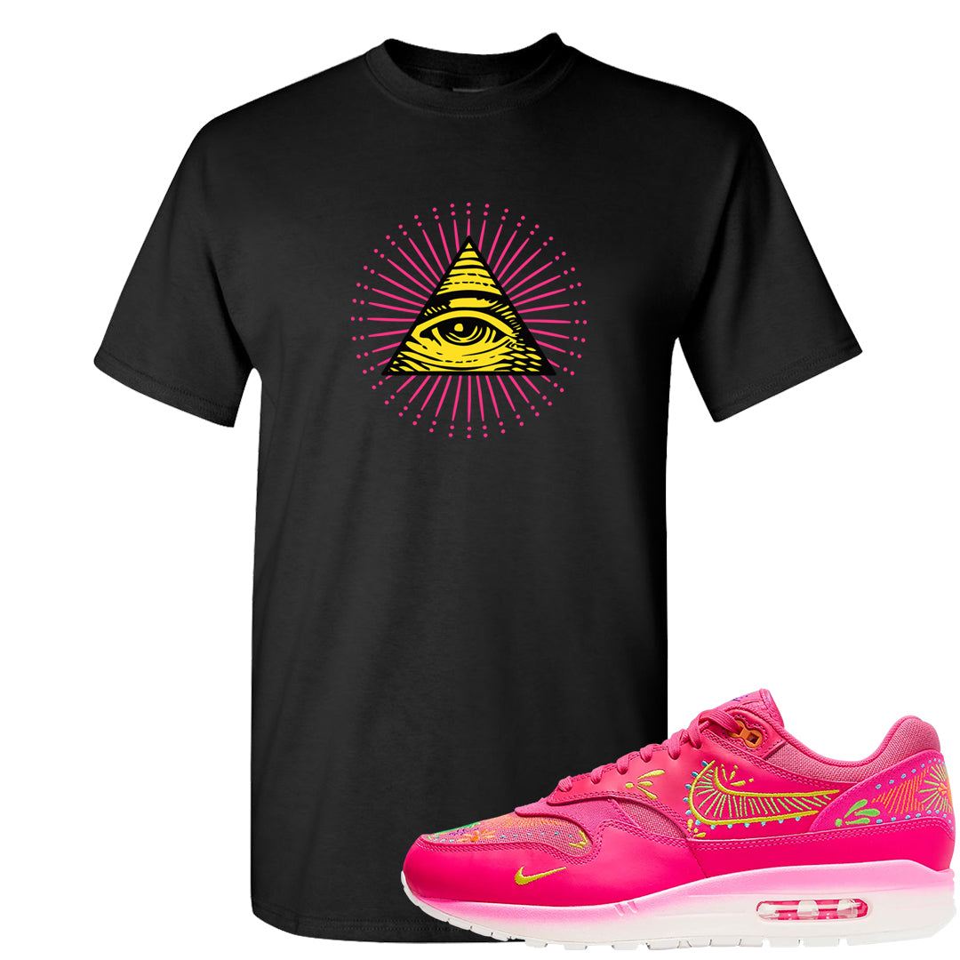 Familia Hyper Pink 1s T Shirt | All Seeing Eye, Black