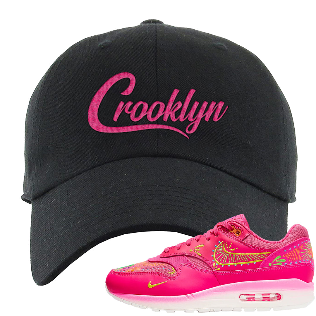 Familia Hyper Pink 1s Dad Hat | Crooklyn, Black