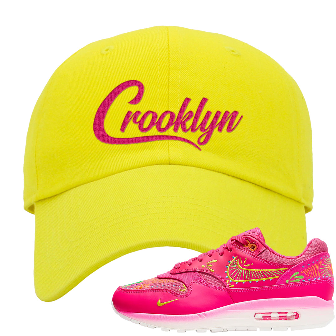 Familia Hyper Pink 1s Dad Hat | Crooklyn, Yellow