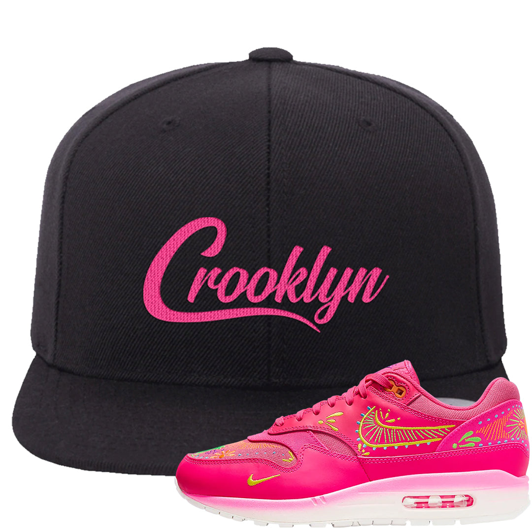 Familia Hyper Pink 1s Snapback Hat | Crooklyn, Black
