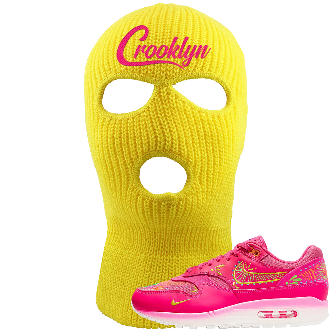 Familia Hyper Pink 1s Ski Mask | Crooklyn, Yellow