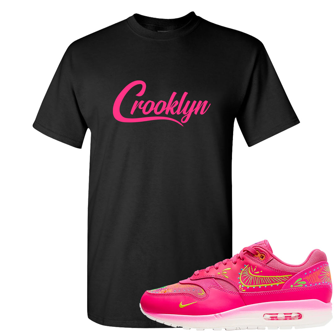 Familia Hyper Pink 1s T Shirt | Crooklyn, Black