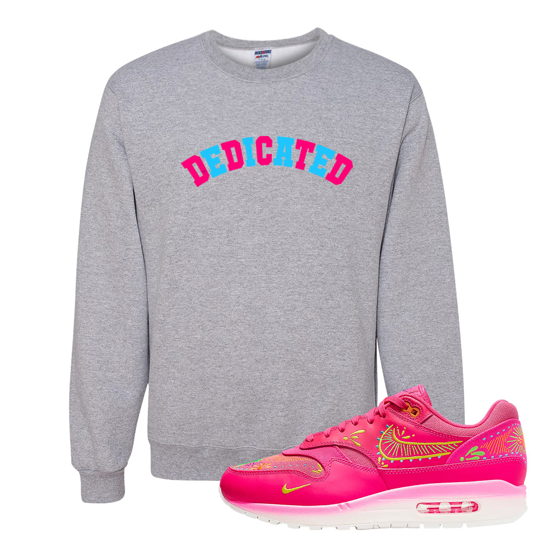 Familia Hyper Pink 1s Crewneck Sweatshirt | Dedicated, Ash