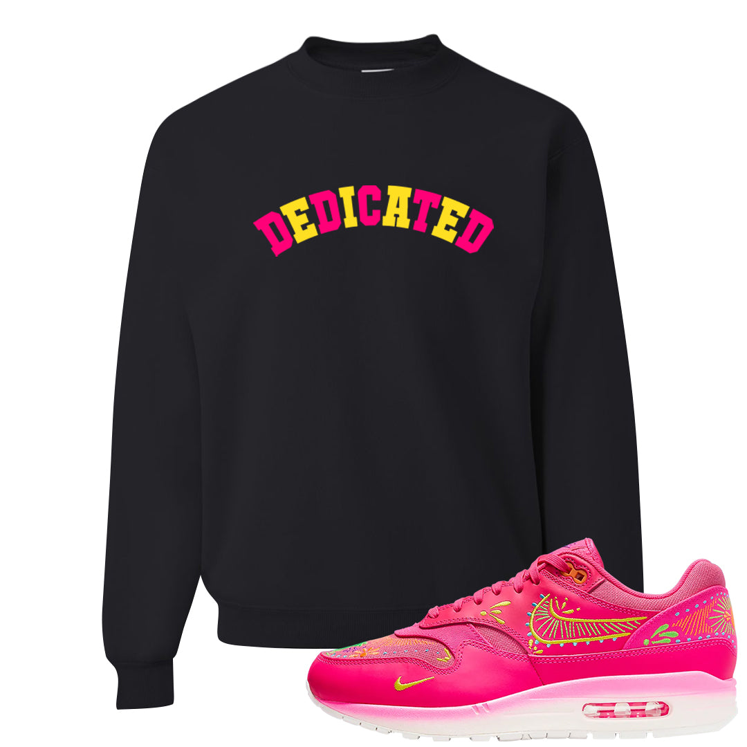 Familia Hyper Pink 1s Crewneck Sweatshirt | Dedicated, Black