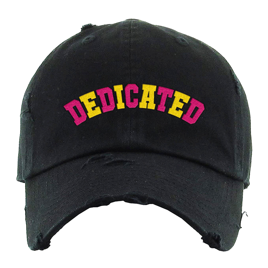 Familia Hyper Pink 1s Distressed Dad Hat | Dedicated, Black