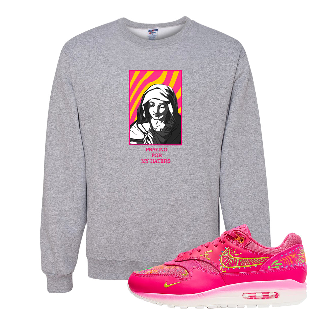 Familia Hyper Pink 1s Crewneck Sweatshirt | God Told Me, Ash