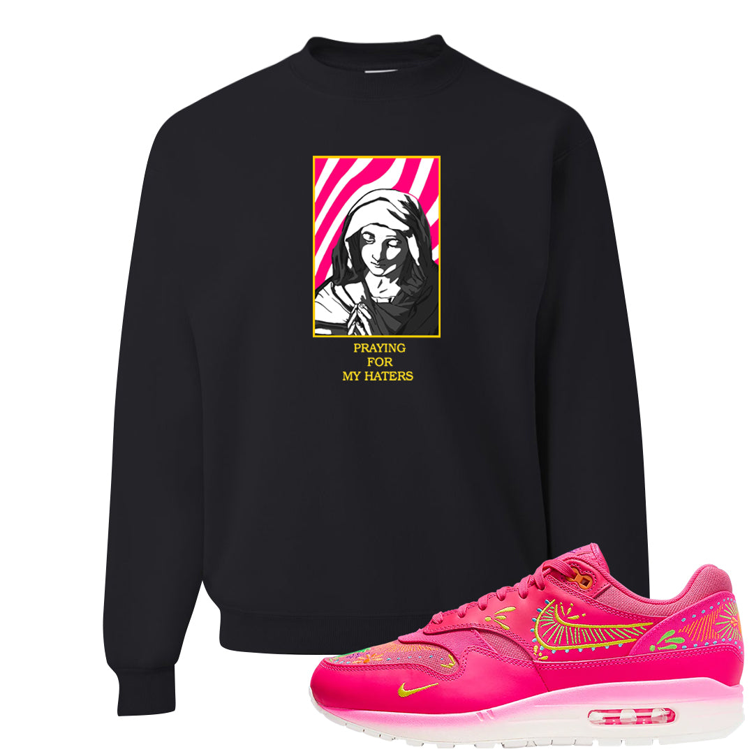 Familia Hyper Pink 1s Crewneck Sweatshirt | God Told Me, Black
