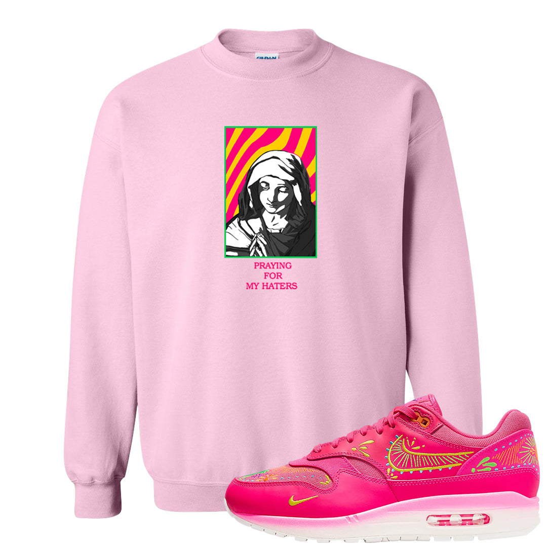 Familia Hyper Pink 1s Crewneck Sweatshirt | God Told Me, Light Pink