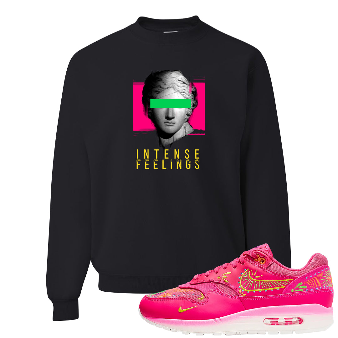 Familia Hyper Pink 1s Crewneck Sweatshirt | Intense Feelings, Black