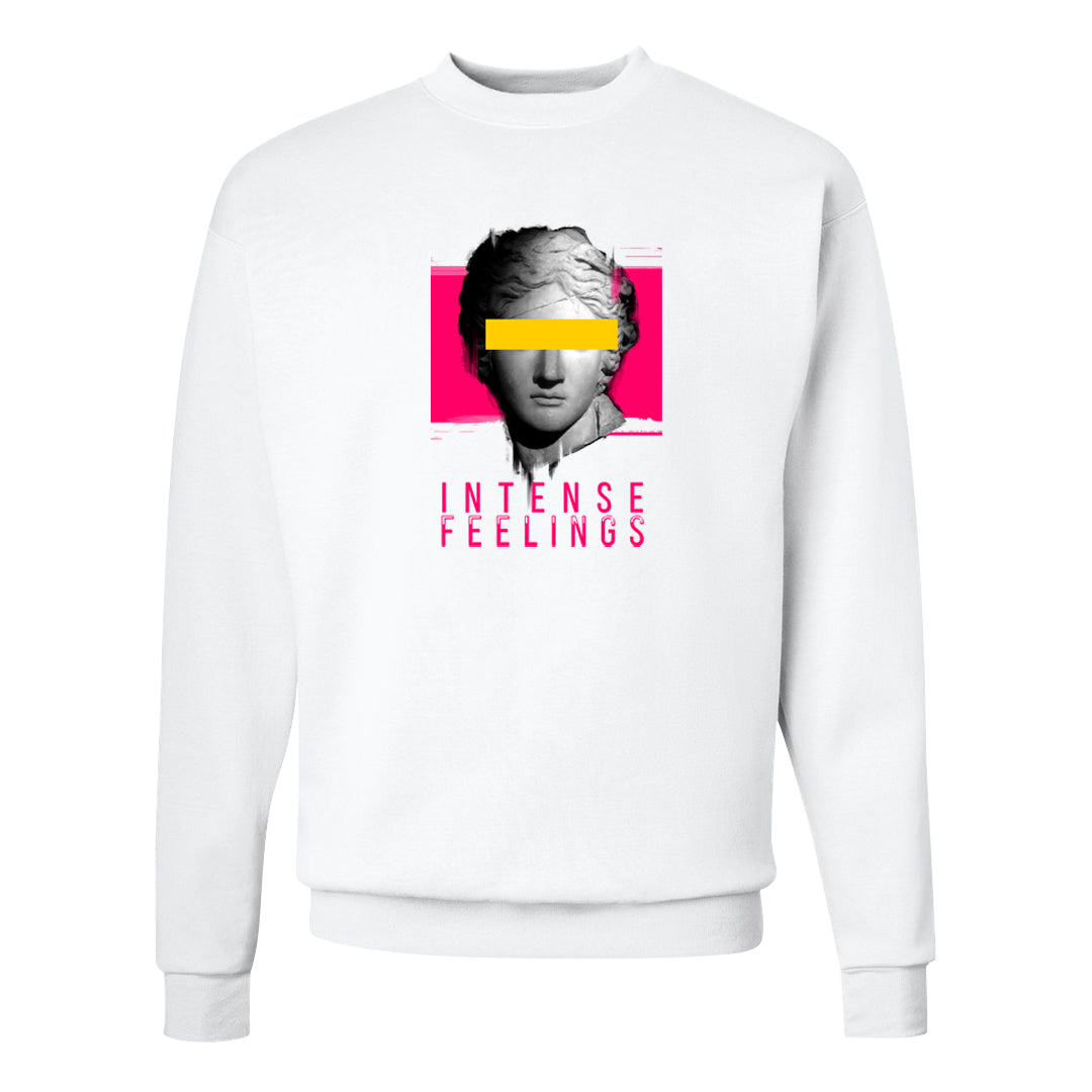 Familia Hyper Pink 1s Crewneck Sweatshirt | Intense Feelings, White