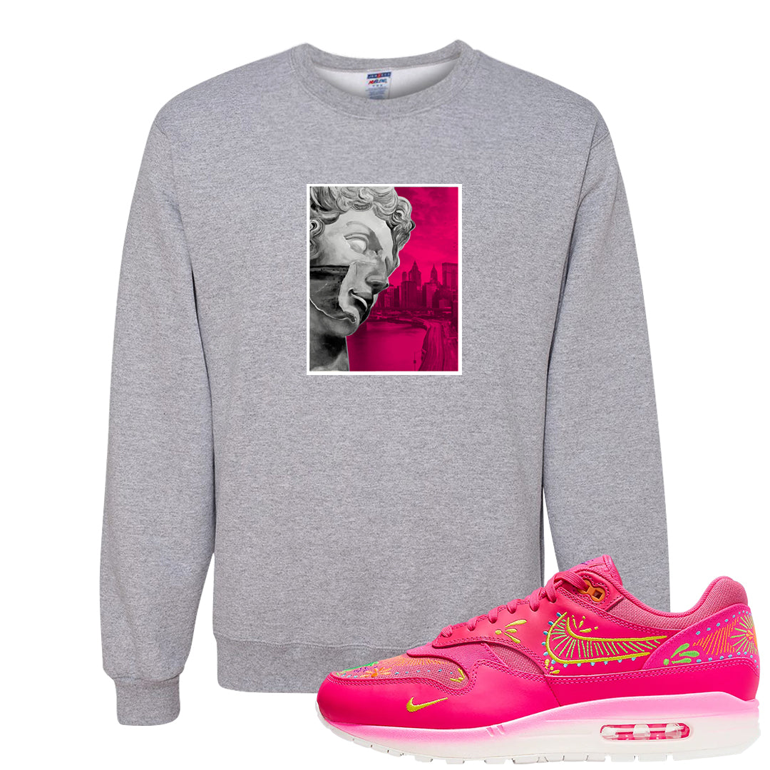 Familia Hyper Pink 1s Crewneck Sweatshirt | Miguel, Ash