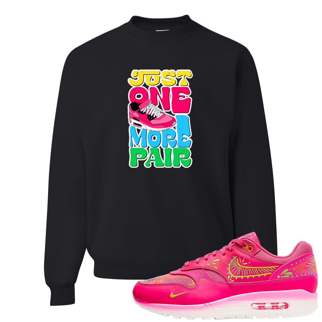 Familia Hyper Pink 1s Crewneck Sweatshirt | One More Pair Max, Black