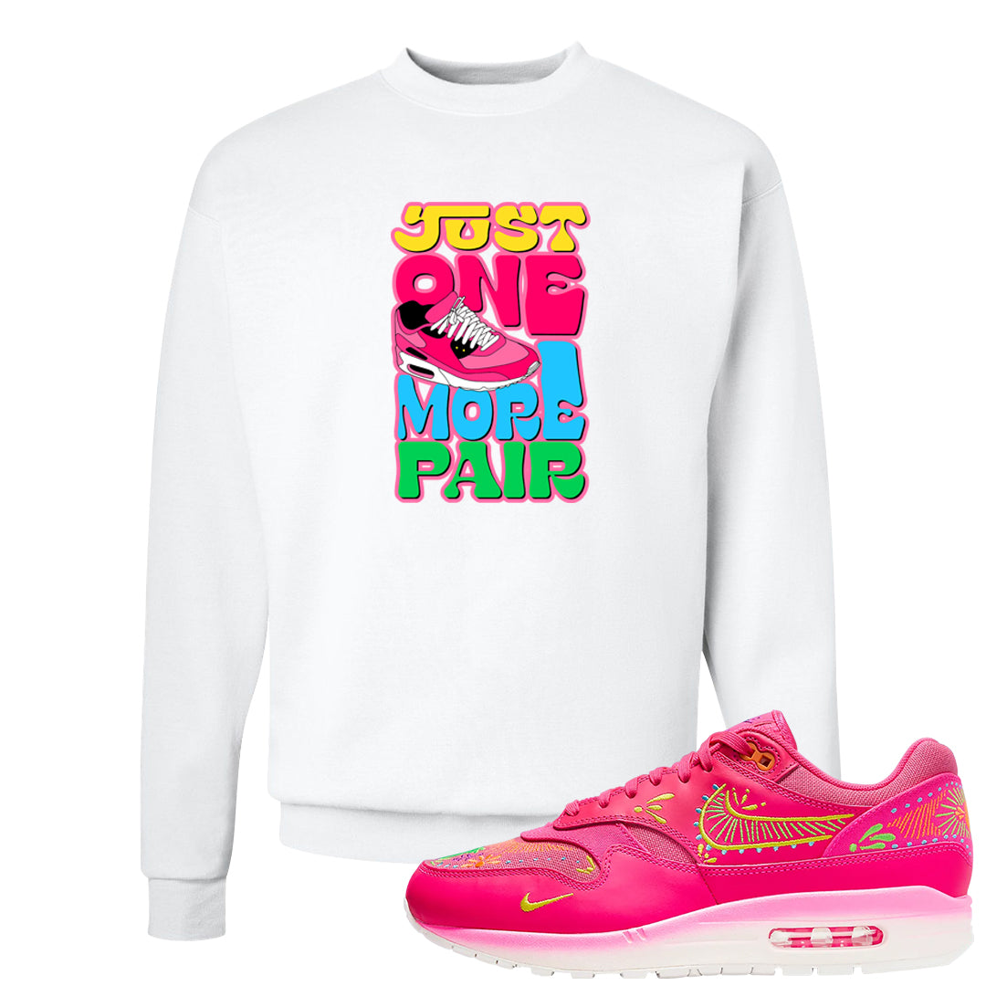 Familia Hyper Pink 1s Crewneck Sweatshirt | One More Pair Max, White