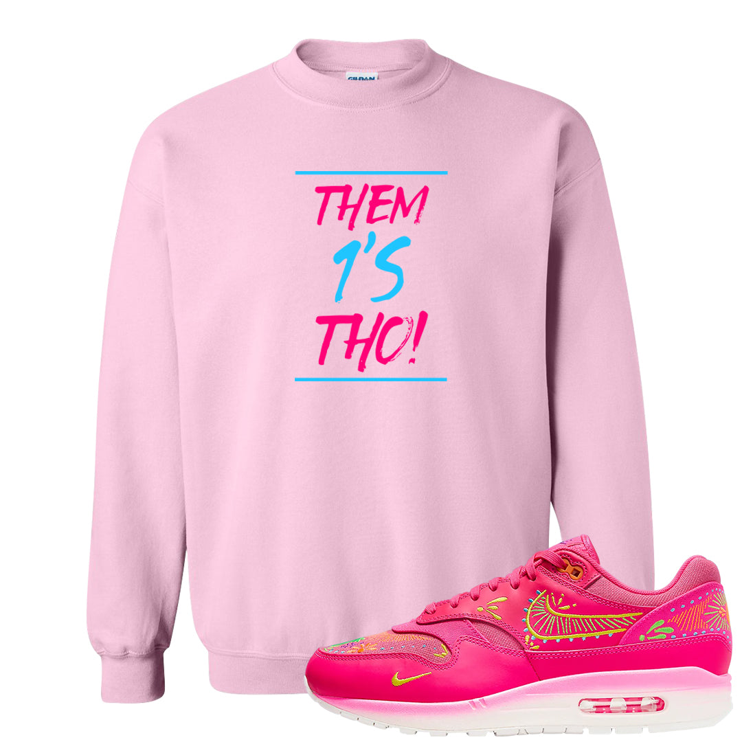 Familia Hyper Pink 1s Crewneck Sweatshirt | Them 1s Tho, Light Pink