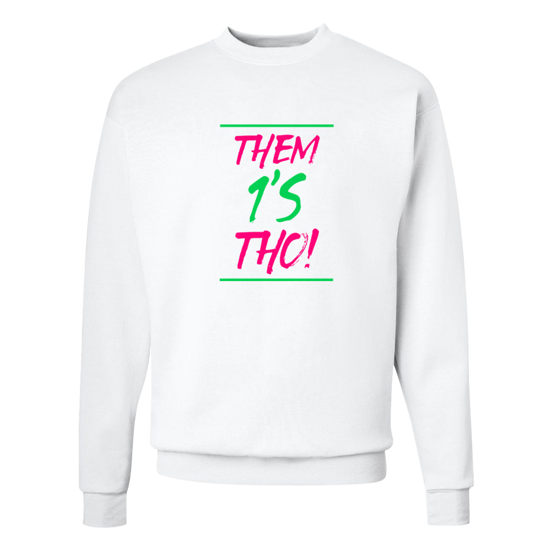 Familia Hyper Pink 1s Crewneck Sweatshirt | Them 1s Tho, White