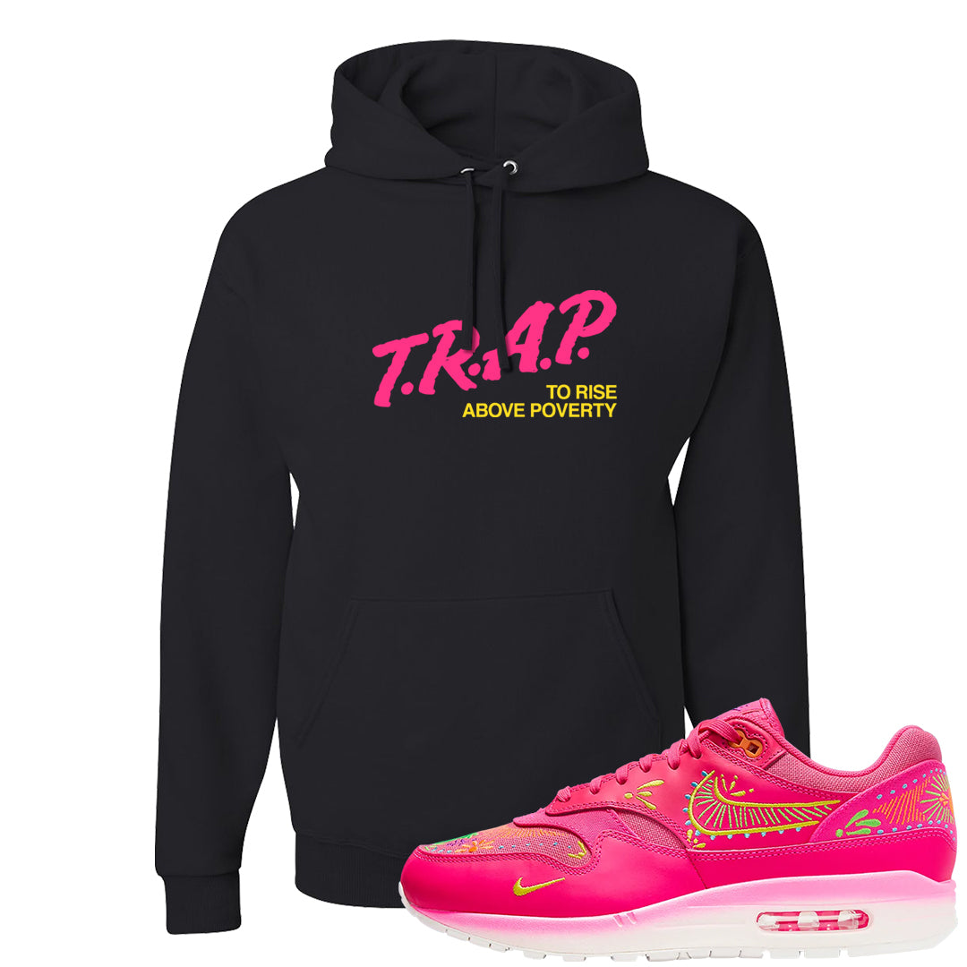 Familia Hyper Pink 1s Hoodie | Trap To Rise Above Poverty, Black
