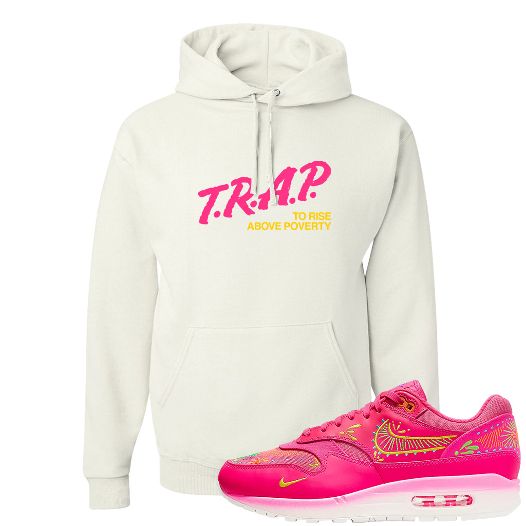 Familia Hyper Pink 1s Hoodie | Trap To Rise Above Poverty, White